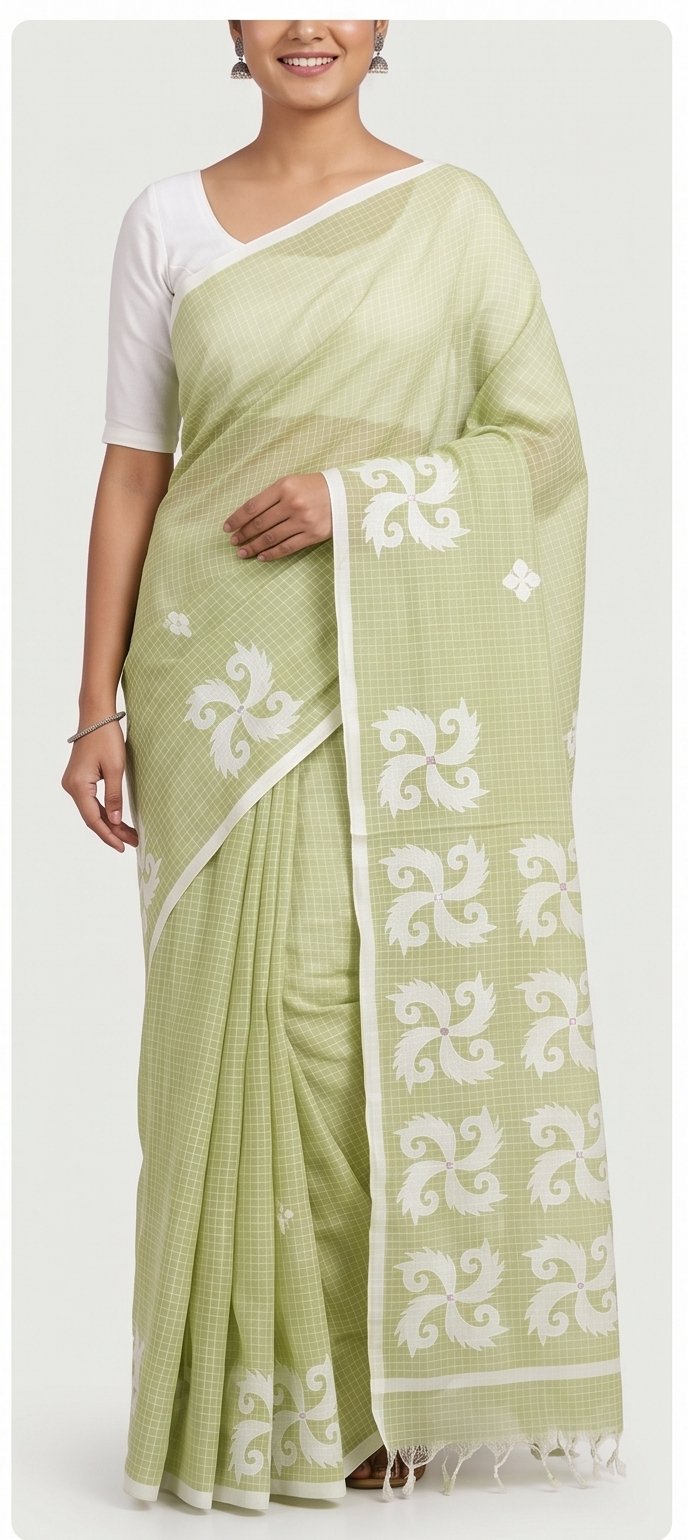 CUT WORK ON DHANIAKHALI SAREE - View 11