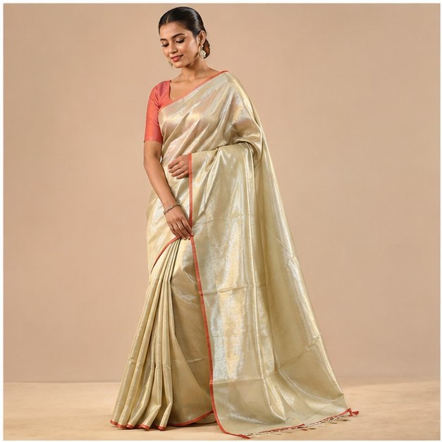 TISSUE COTTON SAREE - View 12