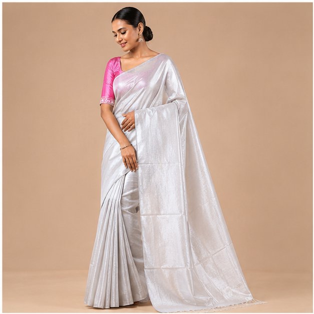 TISSUE COTTON SAREE - View 28