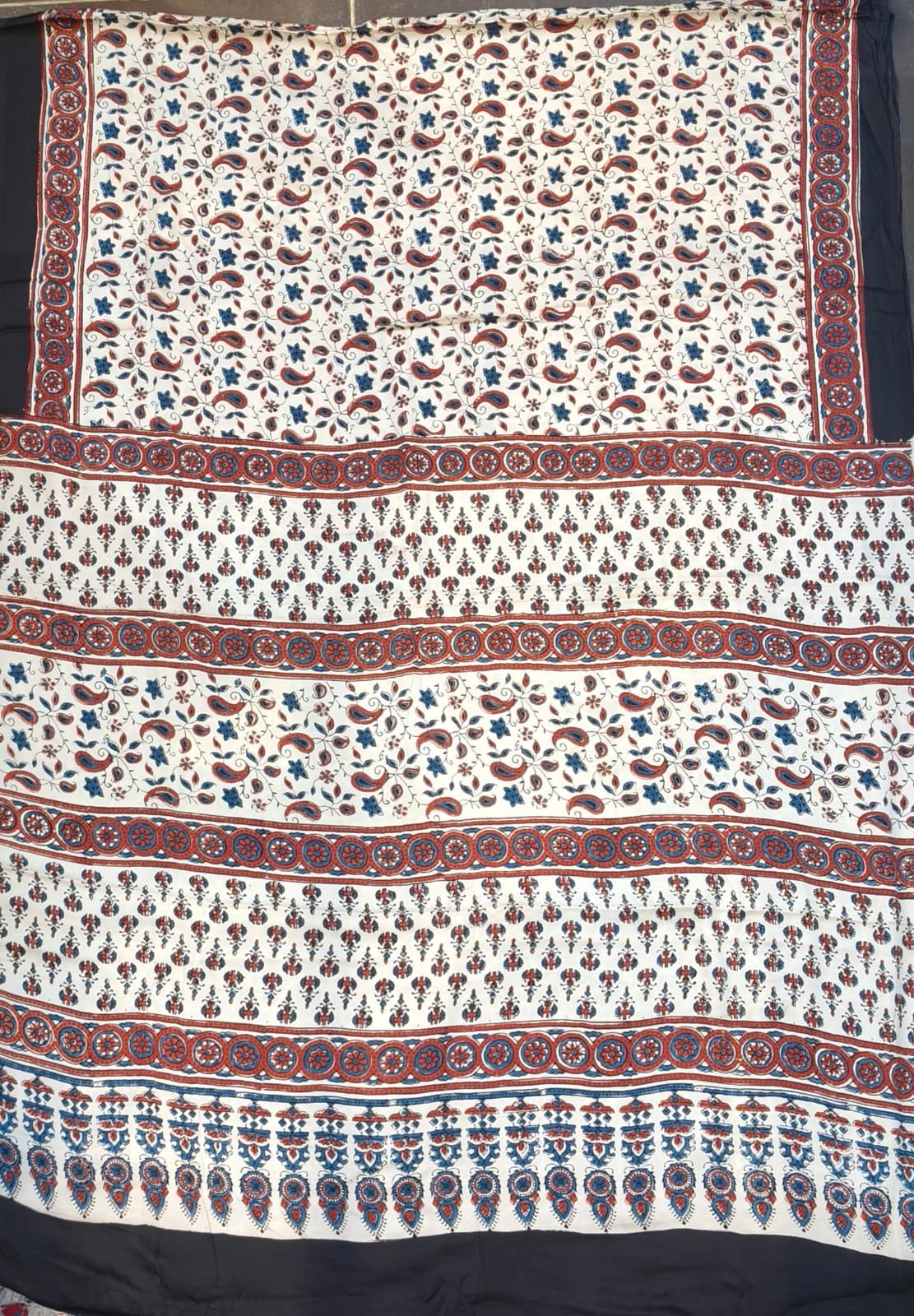 MODAL AJRAKH BLOCK PRINT SAREE(7) - View 5