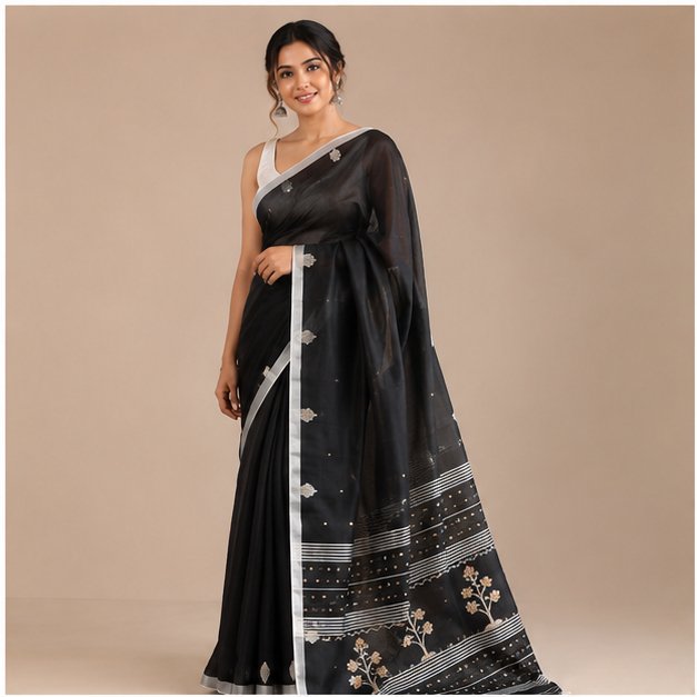 COTTON JAMDANI HANDWOVEN SAREE - View 3