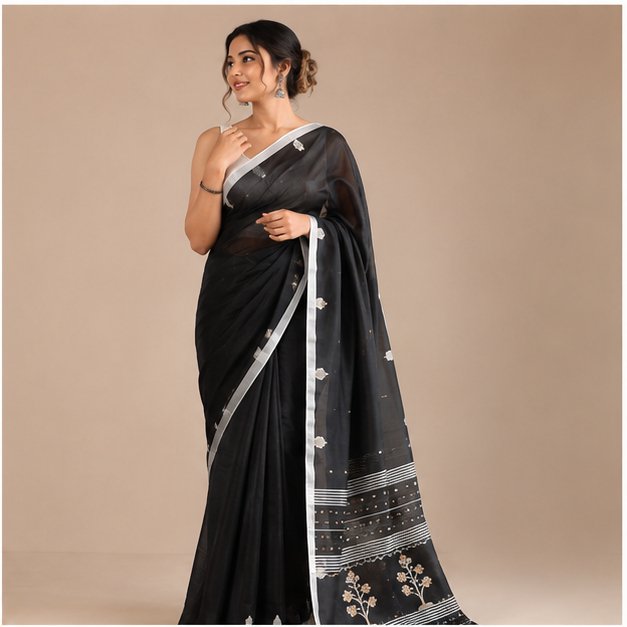 COTTON JAMDANI HANDWOVEN SAREE - View 4