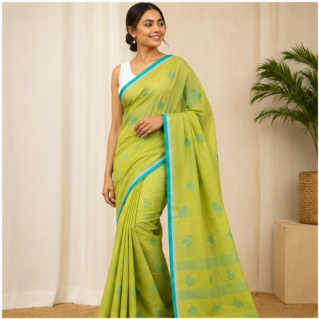 COTTON JAMDANI HANDWOVEN SAREE - View 6
