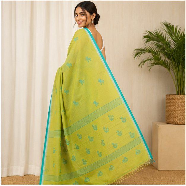 COTTON JAMDANI HANDWOVEN SAREE - View 8