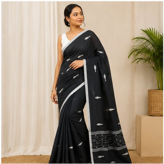 COTTON JAMDANI HANDWOVEN SAREE - View 11