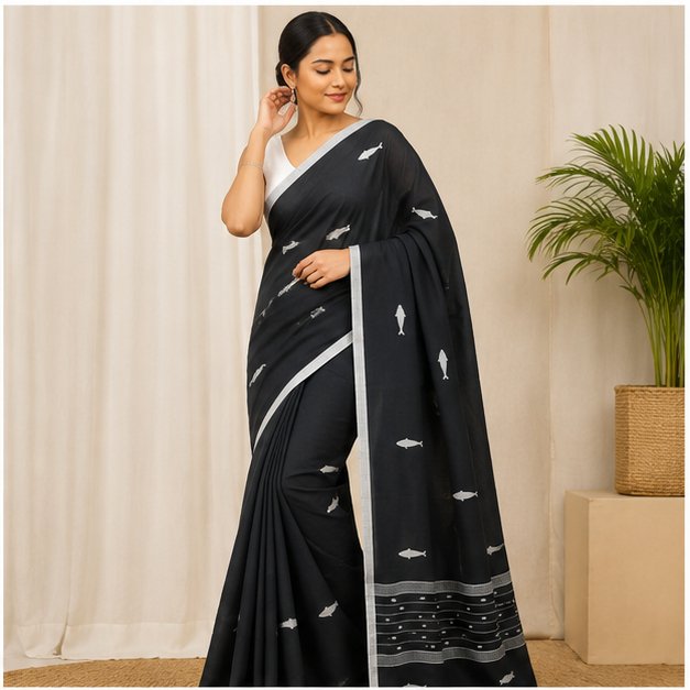 COTTON JAMDANI HANDWOVEN SAREE - View 12