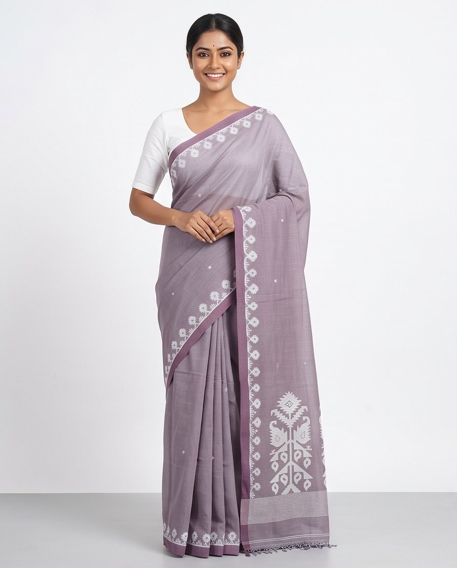 COTTON HANDWOVEN JAMDANI SAREE - View 4