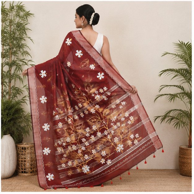SHIULI HAND PAINT SAREE - View 2