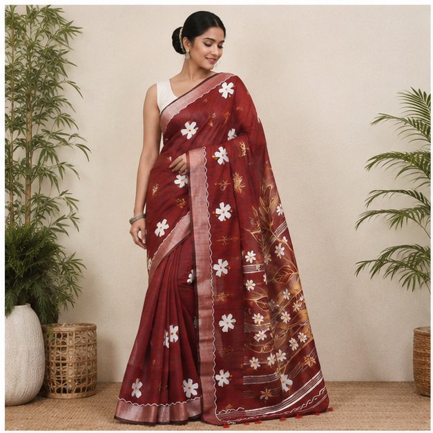 SHIULI HAND PAINT SAREE - View 3
