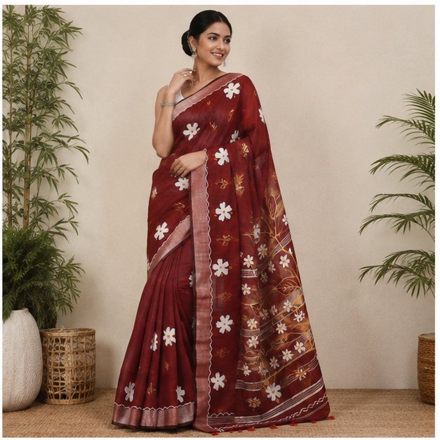 SHIULI HAND PAINT SAREE - View 4
