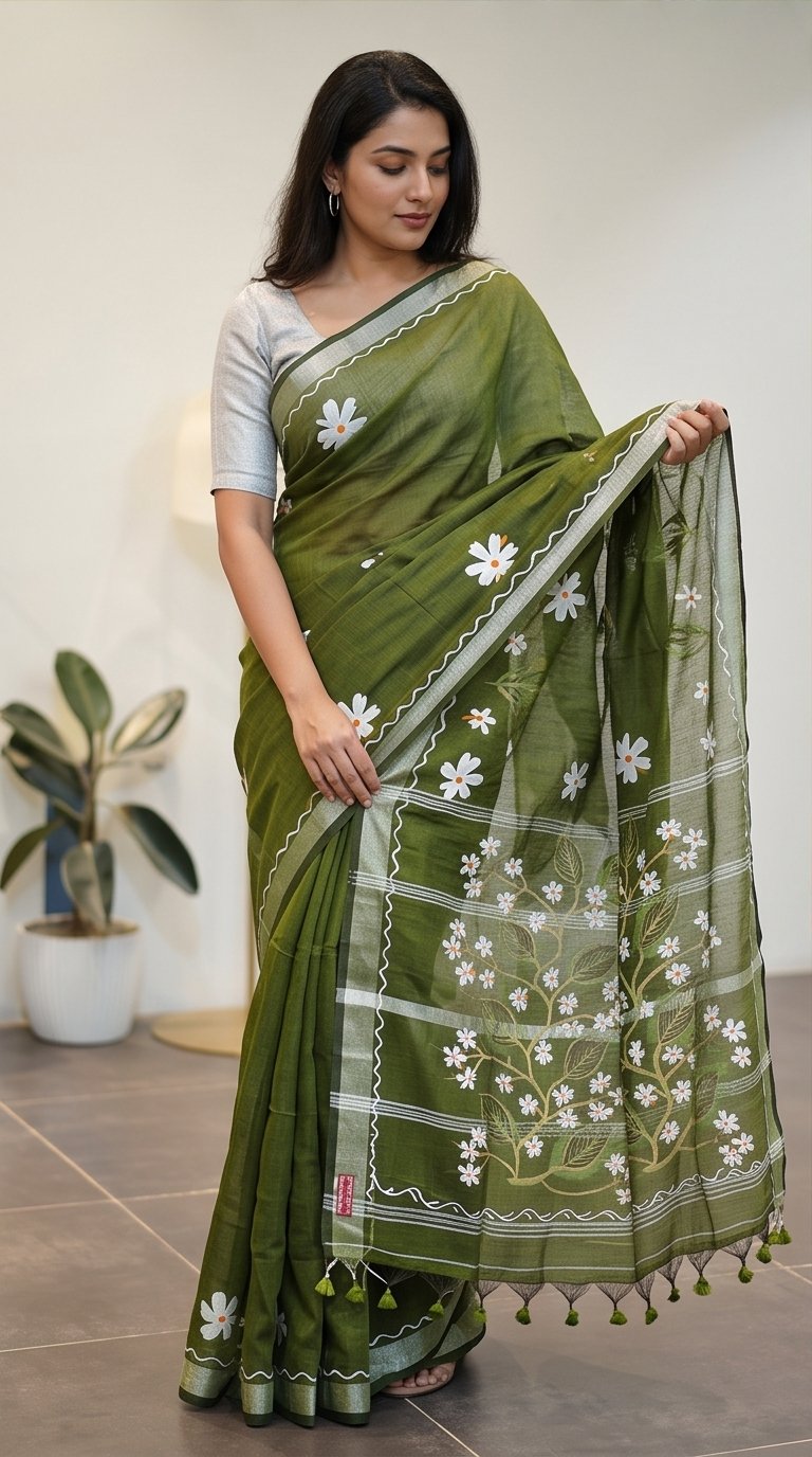 SHIULI HAND PAINT SAREE - View 6