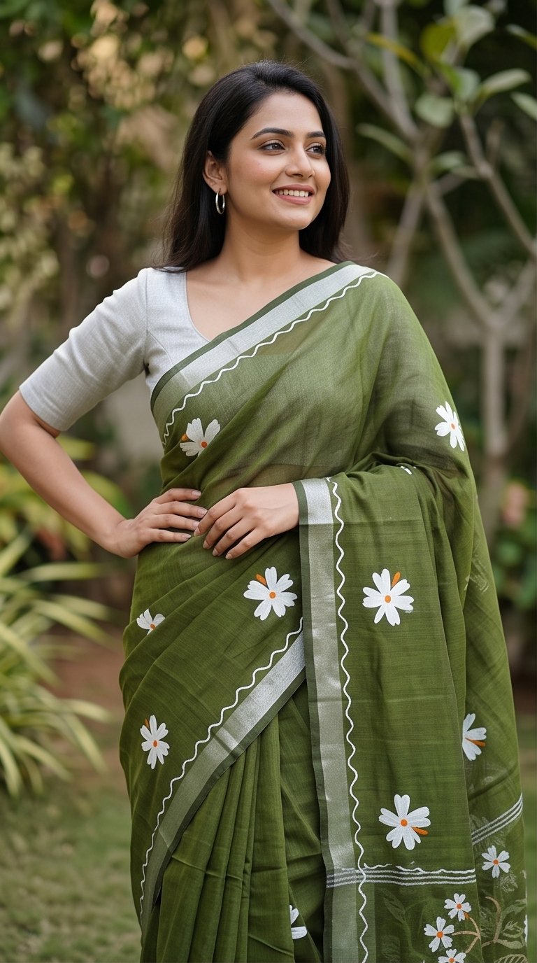 SHIULI HAND PAINT SAREE - View 8