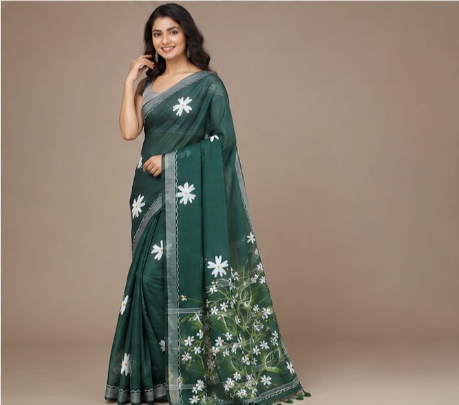 SHIULI HAND PAINT SAREE - View 9