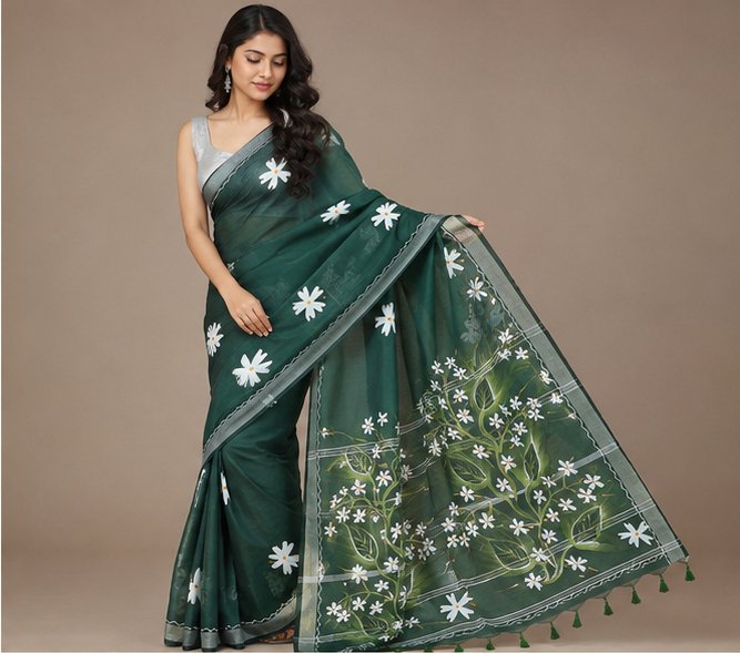 SHIULI HAND PAINT SAREE - View 11