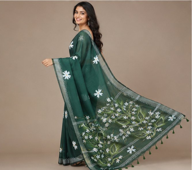 SHIULI HAND PAINT SAREE - View 12