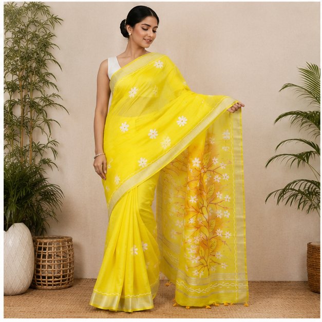 SHIULI HAND PAINT SAREE - View 14