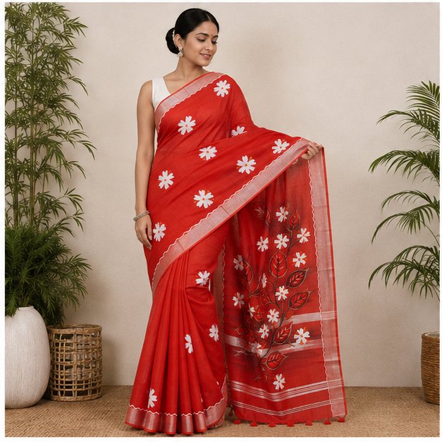 SHIULI HAND PAINT SAREE - View 21