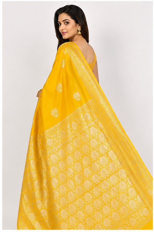 BANARASI WORK MUNGA ZARI BUTTA SAREE - View 3