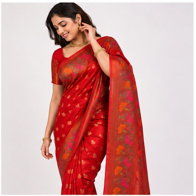 BANARASI WORKED SEMI SILK BUTTA SAREE