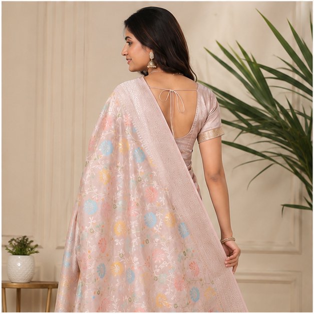 BANARASI WORK CHINIYA JAAL SAREE - View 2