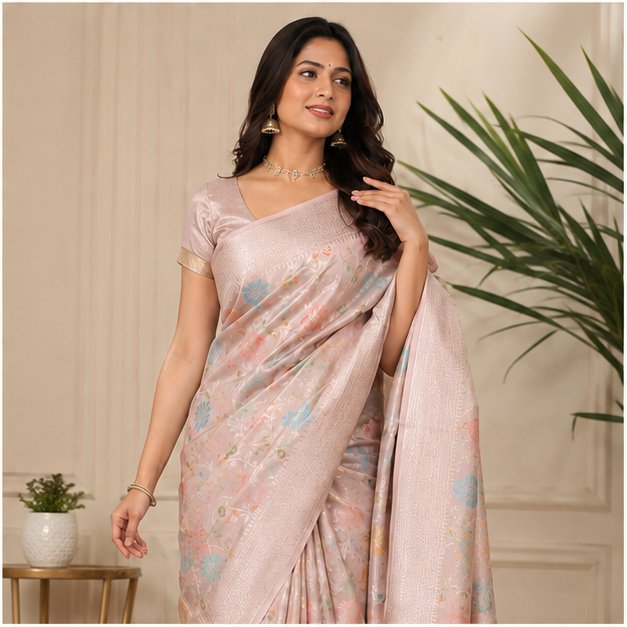 BANARASI WORK CHINIYA JAAL SAREE - View 3