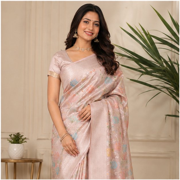 BANARASI WORK CHINIYA JAAL SAREE - View 4