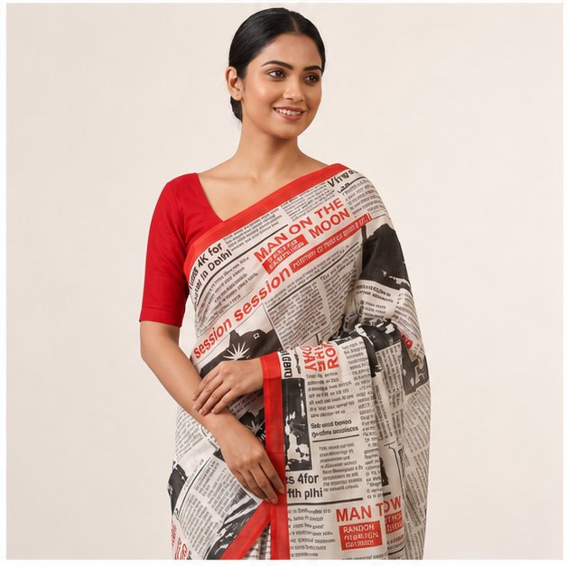 MOLMOL NEWS PAPER SAREE - View 4