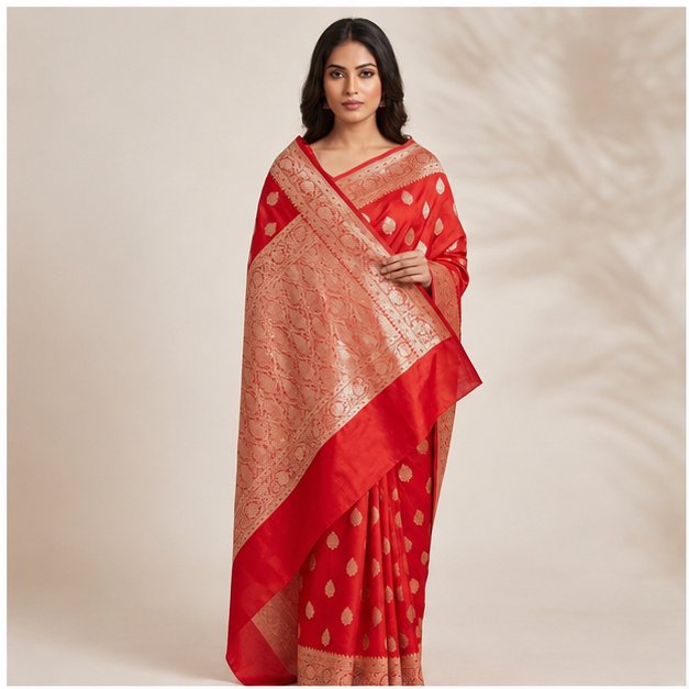 BANARASI WORK CHINIYA BUTTA SAREE - View 2