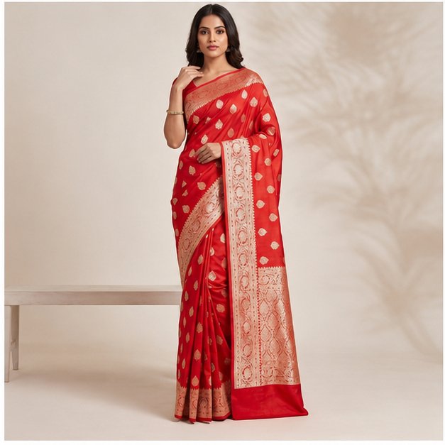 BANARASI WORK CHINIYA BUTTA SAREE - View 4