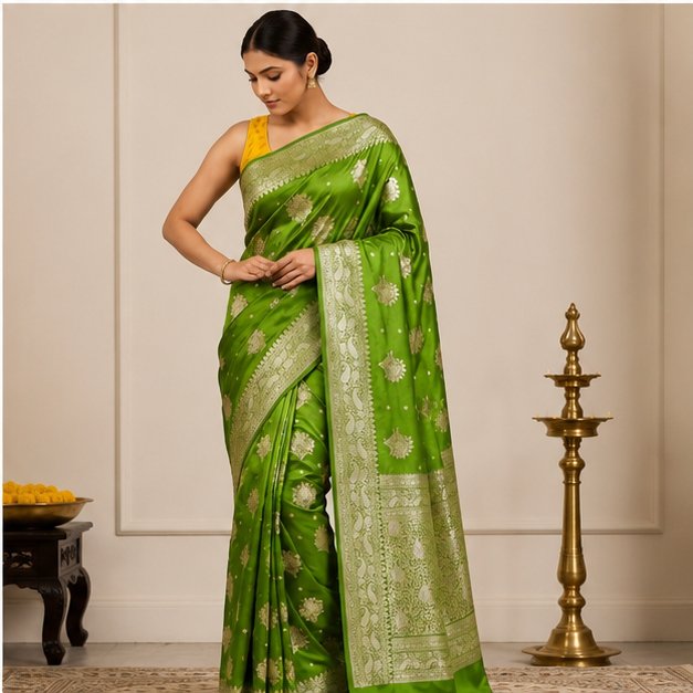 BANARASI WORKED SEMI SILK SAREE(butta) - View 2