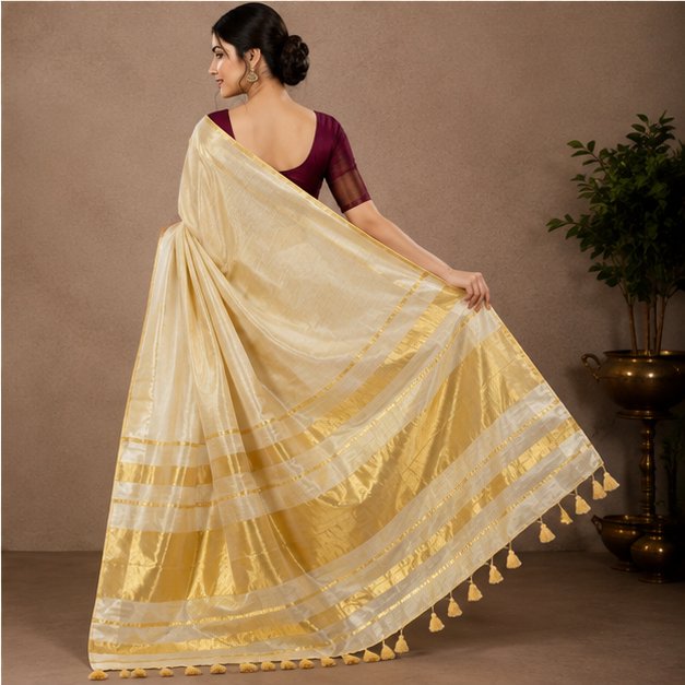 TISSUE RAAGA ZARI ANCHAL SAREE - View 2