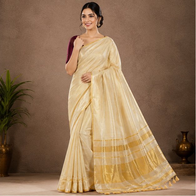 TISSUE RAAGA ZARI ANCHAL SAREE - View 3