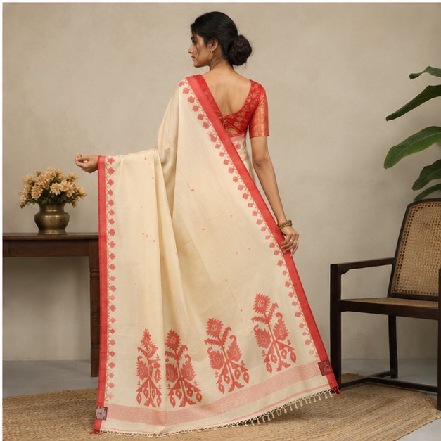 COTTON HANDWOVEN JAMDANI SAREE - View 2