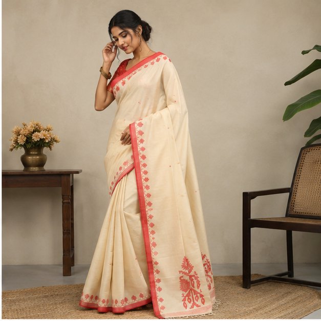 COTTON HANDWOVEN JAMDANI SAREE - View 4