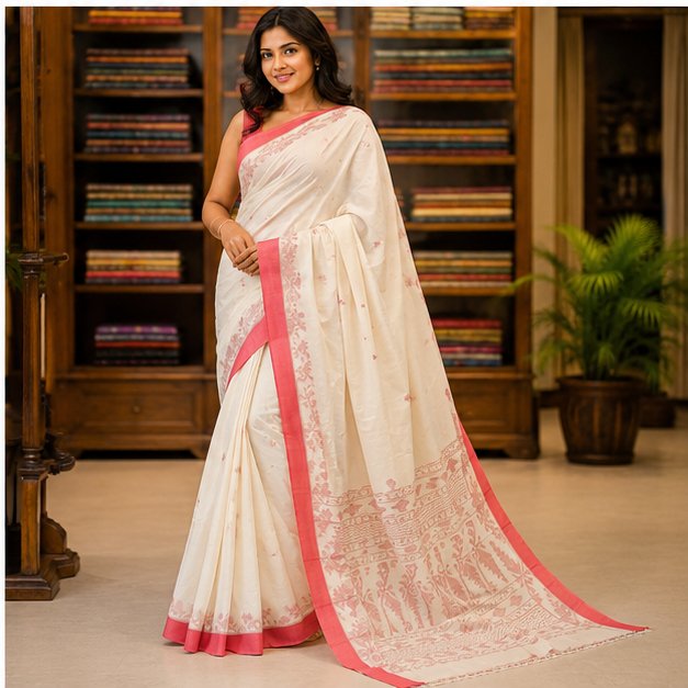 COTTON JAMDANI SAREE HANDWOVEN