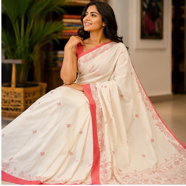 COTTON JAMDANI SAREE HANDWOVEN - View 2