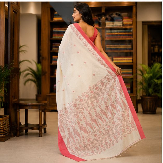 COTTON JAMDANI SAREE HANDWOVEN - View 3