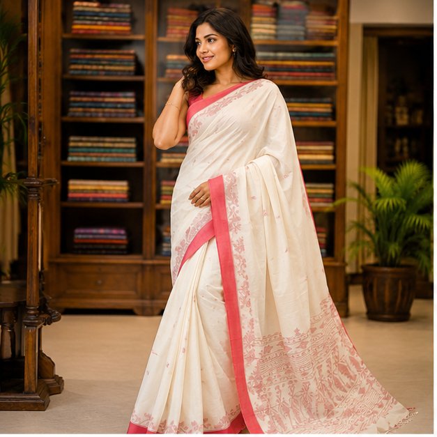 COTTON JAMDANI SAREE HANDWOVEN - View 4