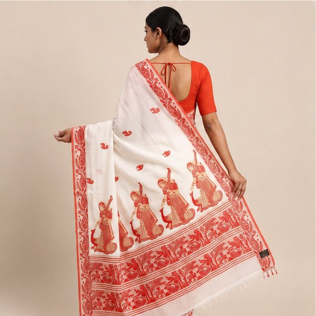COTTON HANDWOVEN JAMDANI SAREE - View 2