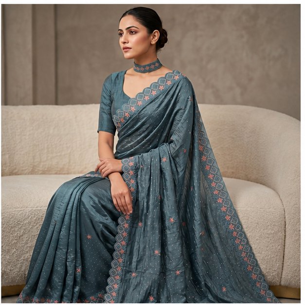 STONE WORK SAREE - View 9