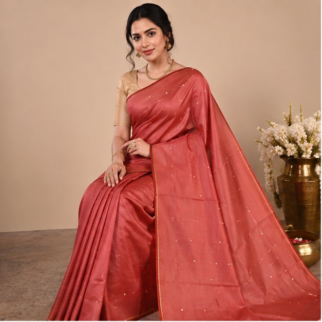 TUSSAR SAREE WITH HANDWORK - View 2