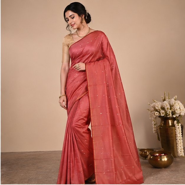 TUSSAR SAREE WITH HANDWORK - View 3