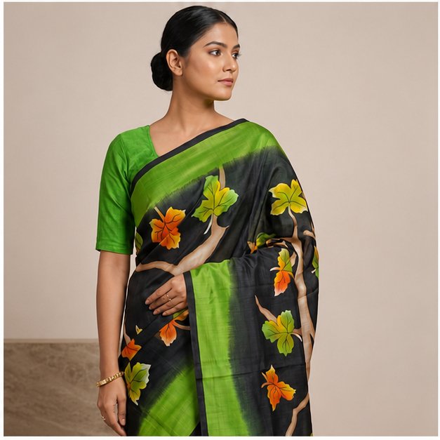 PURE SILK HAND PAINTED SAREE - View 2