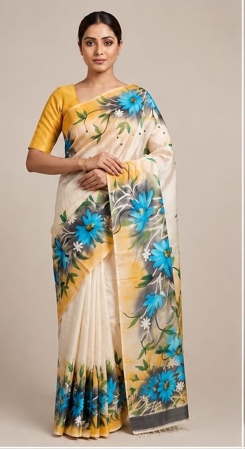 PURE SILK HAND PAINTED SAREE