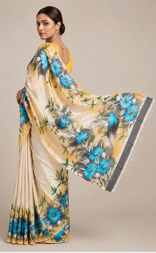 PURE SILK HAND PAINTED SAREE - View 2