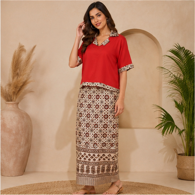 MODAL PENCIL SKIRT TOP SET - View 2