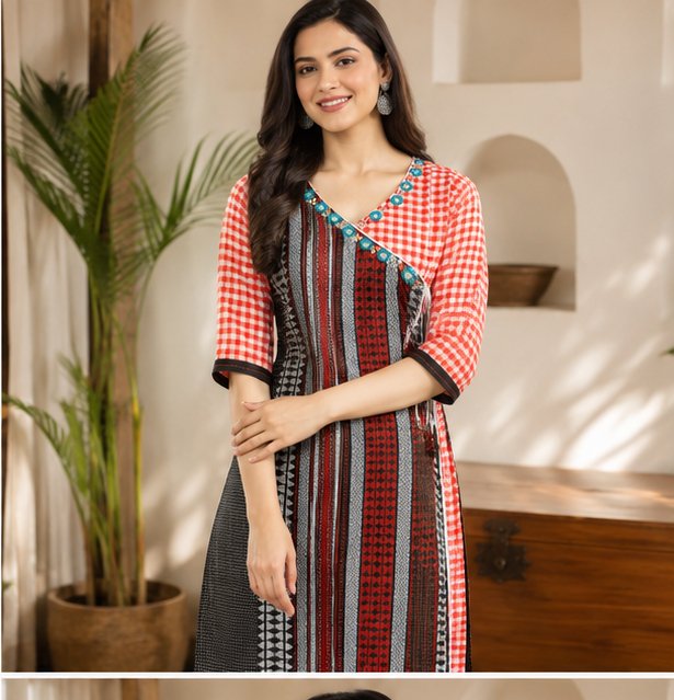 BLACK BEGAMPURI-GAMCHHA KURTI