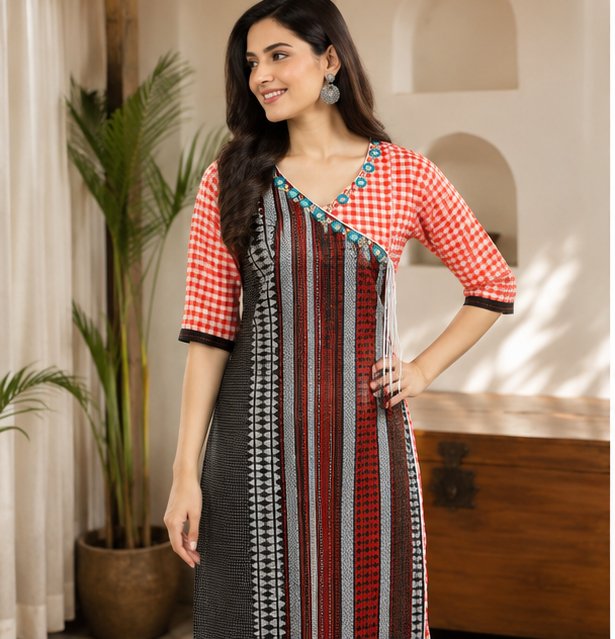 BLACK BEGAMPURI-GAMCHHA KURTI - View 2