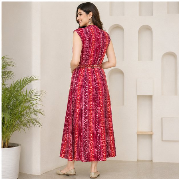 MAROON - RED FROCK DRESS - View 3