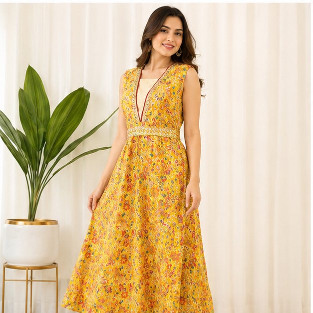 A LINE DRESS WITH BELT - View 2